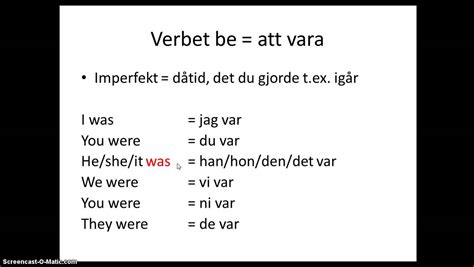 vrebet|Verbet be och have i presens och imperfekt .